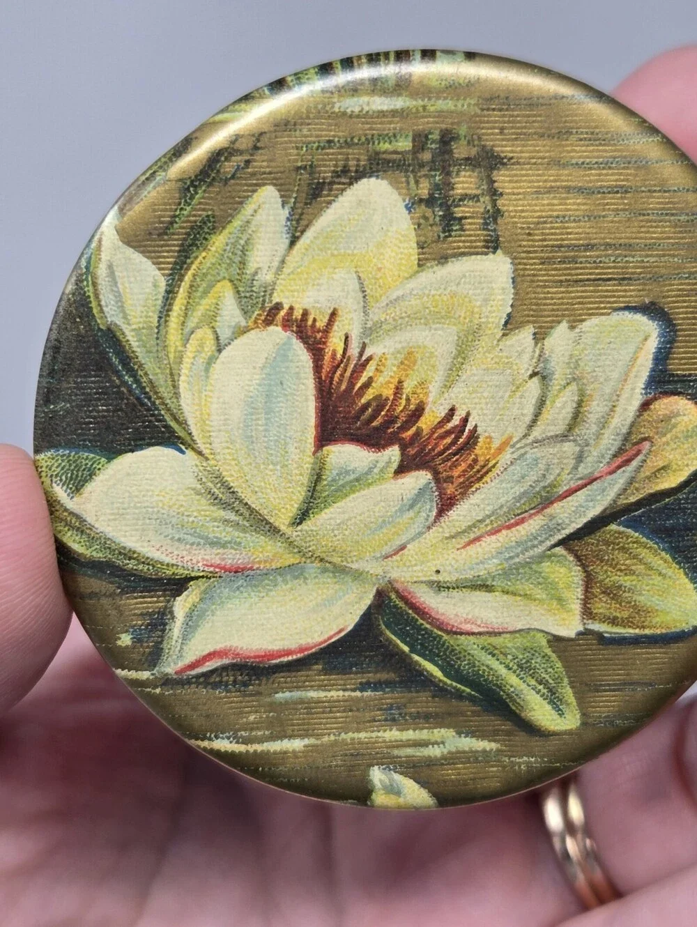 Vintage Minature Purse Mirror Floral 2